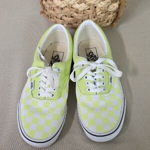 Women's VANS ERA Checkerboard Green Sneakers Size 6.5 M